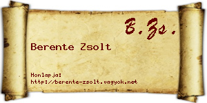 Berente Zsolt névjegykártya